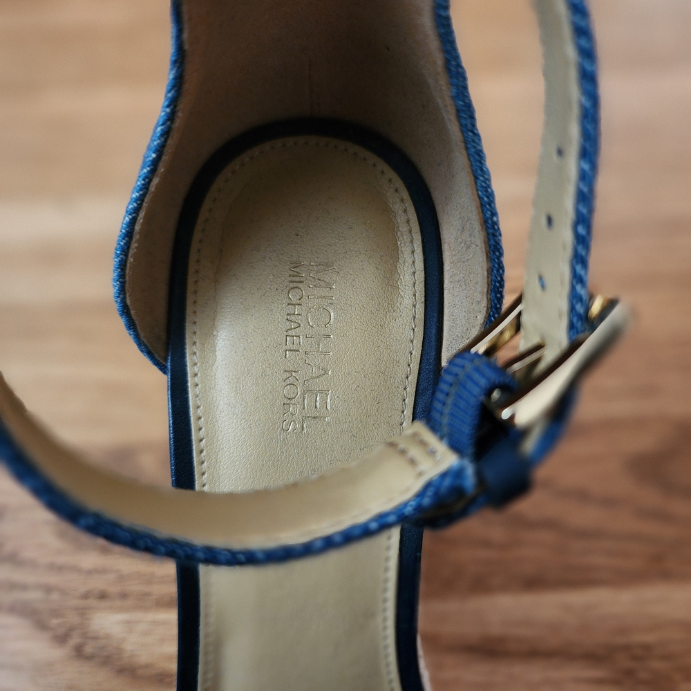 Michael Kors Ripley Denim Wedge Sandals - Picture 4 of 9